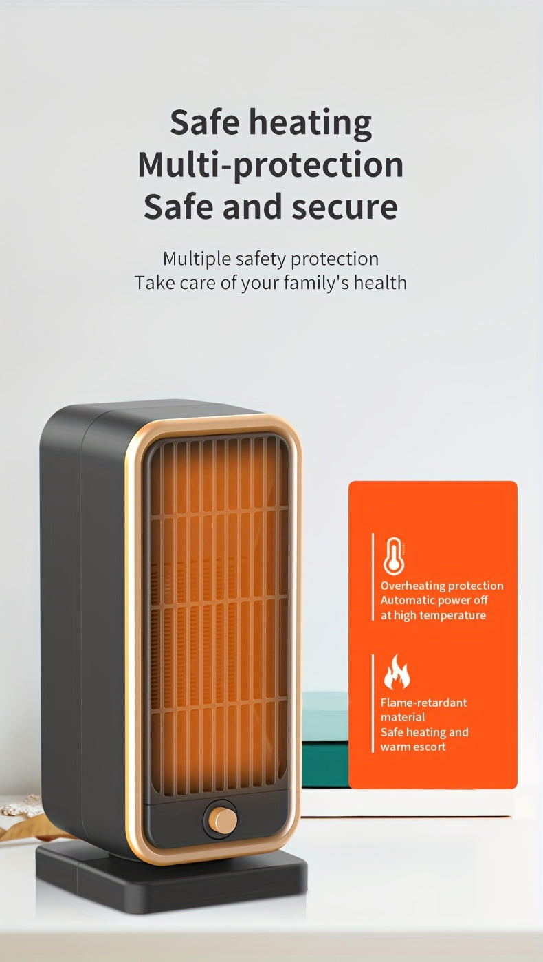 Quiet 500W Ceramic Electric Space Heater, Square Shape, 110-130V US Plug, No Energy Efficiency Rating, Tip-over Protection, Portable Heating Equipment for Bedroom, Living Room, Office