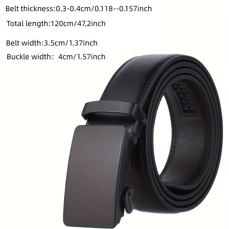 1pc Men's Black Automatic Buckle Slider Belt Business Casual PU Leather Belt, Ideal choice for Gifts