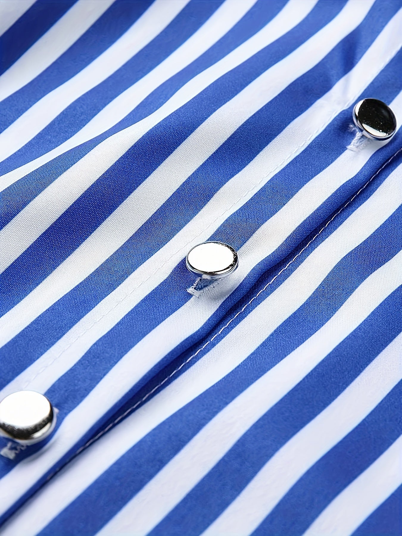 Women's Elegant Striped Shirt with Lapel Collar - Versatile Business Casual, Easy-Care, for Spring/Fall