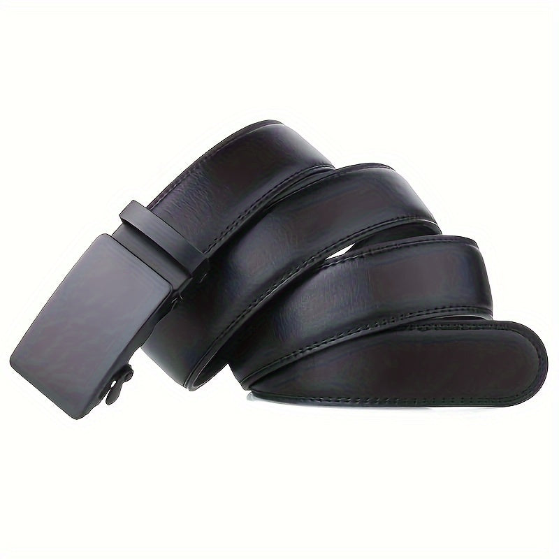 1pc Men's Black Automatic Buckle Slider Belt Business Casual PU Leather Belt, Ideal choice for Gifts