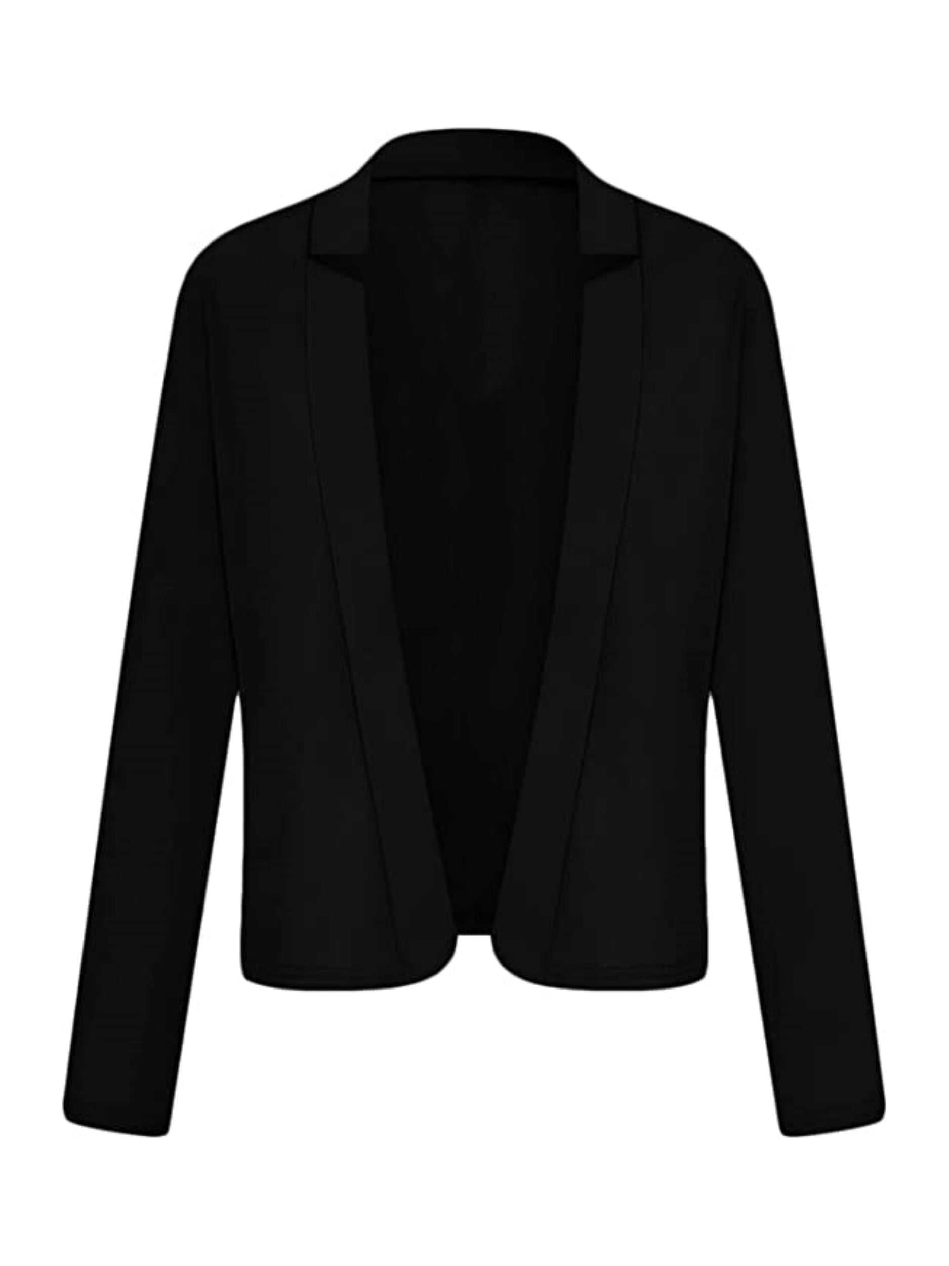 Women's All-Season Casual Blazer – Chic Open Front, Long Sleeve, Easy-Care Polyester with Contrast Collar