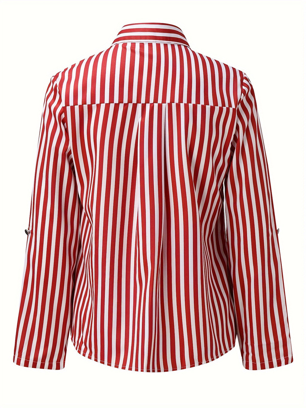 Women's Elegant Striped Shirt with Lapel Collar - Versatile Business Casual, Easy-Care, for Spring/Fall