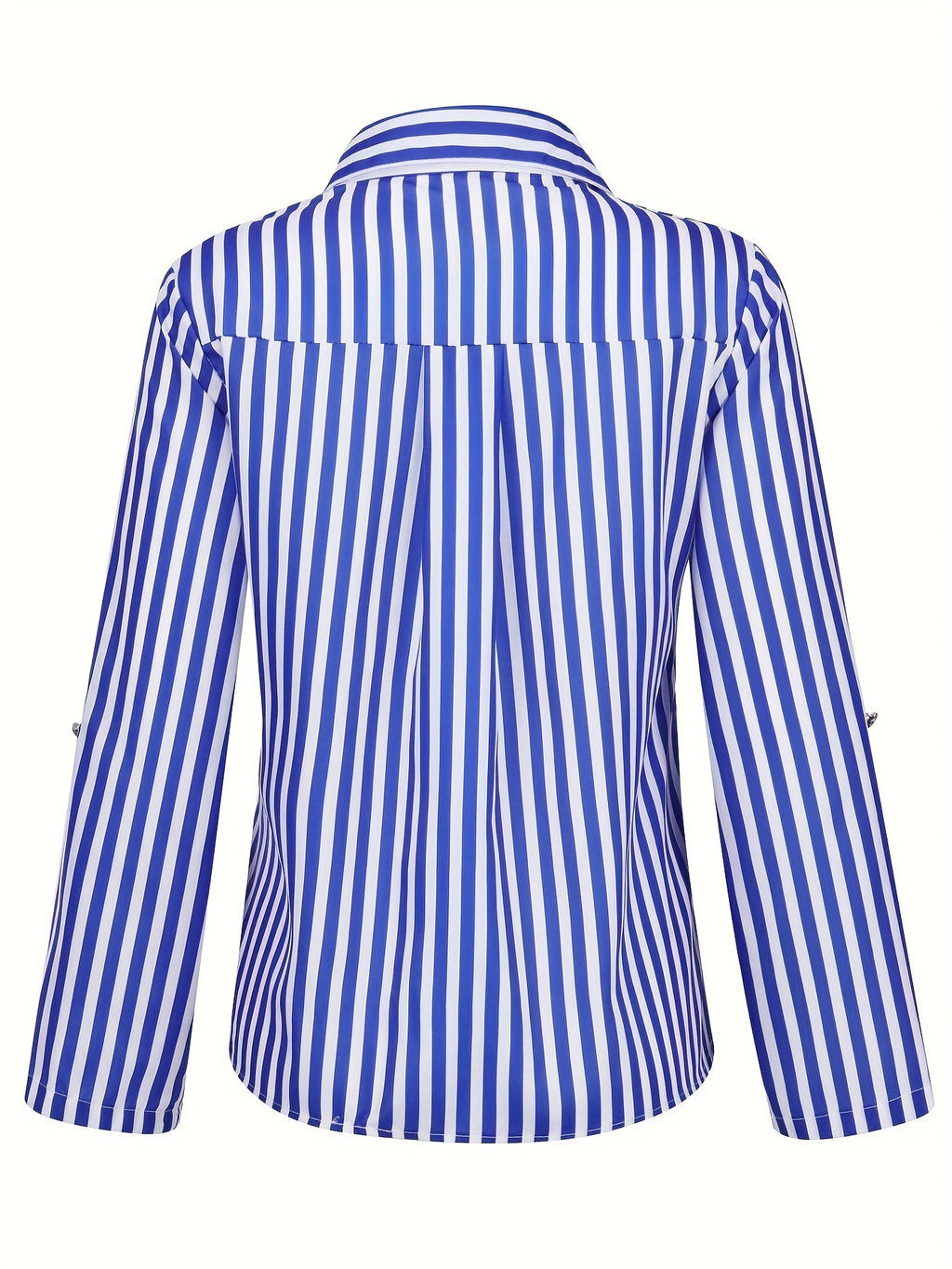 Women's Elegant Striped Shirt with Lapel Collar - Versatile Business Casual, Easy-Care, for Spring/Fall