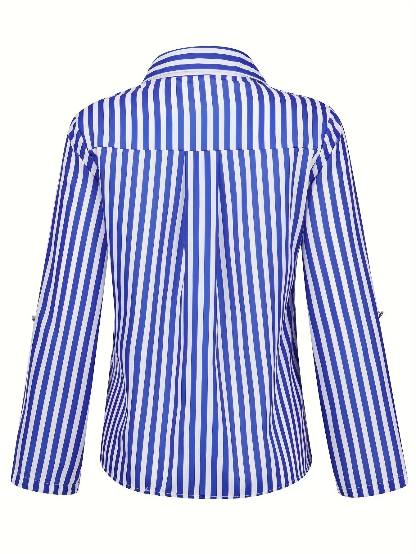 Women's Elegant Striped Shirt with Lapel Collar - Versatile Business Casual, Easy-Care, for Spring/Fall
