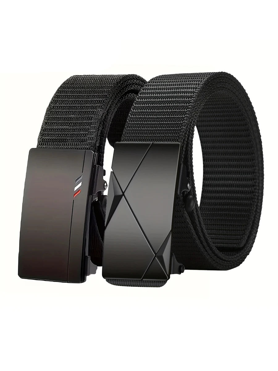 1Pcs Fashion Business Men's Belt Genuine Luxury Brand Leisure Belt Automatic Buckle Belt Canvas Belt With Cargo Pants Jeans Belt