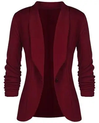 Office Ladies Blazer Long Sleeve Turn-down Collar Slim Waist Short Blazers Female Autumn Spring Jacket