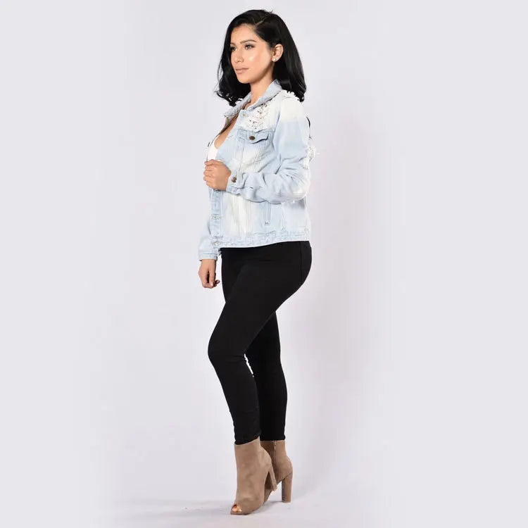 Cowboy Coat Clothing Women Denim Tops Jeans Jacket Long Sleeve Casual New Fashion M-5XL Plus Size Shorts Logos Low Solid Coats