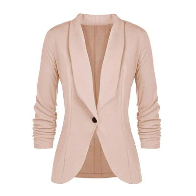 Office Ladies Blazer Long Sleeve Turn-down Collar Slim Waist Short Blazers Female Autumn Spring Jacket