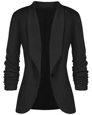 Office Ladies Blazer Long Sleeve Turn-down Collar Slim Waist Short Blazers Female Autumn Spring Jacket