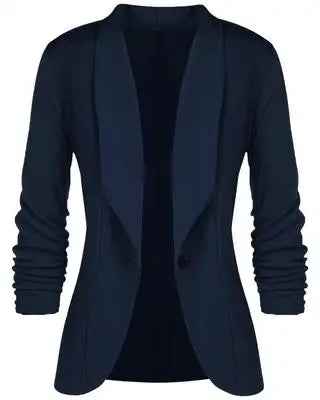 Office Ladies Blazer Long Sleeve Turn-down Collar Slim Waist Short Blazers Female Autumn Spring Jacket
