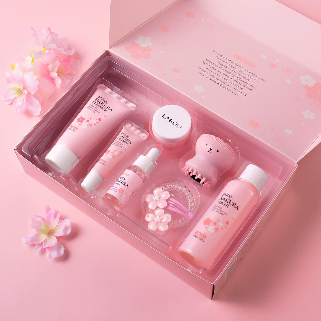 New Arrival Laikou Cherry Blossom 8-Piece Set Birthday Gift Facial Skin Care Gift Set Laikou Hydrating Moisturizing Genuine Article