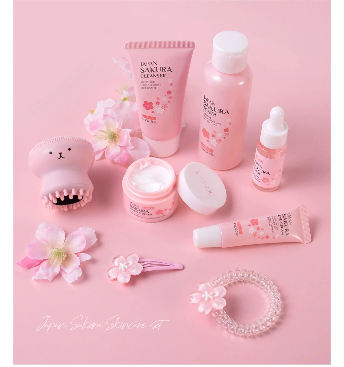 New Arrival Laikou Cherry Blossom 8-Piece Set Birthday Gift Facial Skin Care Gift Set Laikou Hydrating Moisturizing Genuine Article