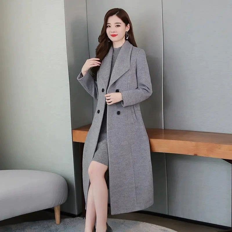 Autumn and Winter Woolen Coat Women's Thickened 2022 New Arrival Fashion High-End Temperament Cashmere Mid Length Long Length Plaids and Tweedst