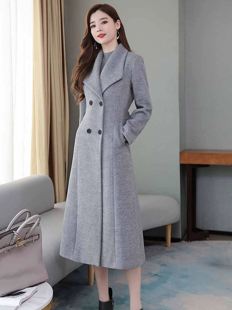 Autumn and Winter Woolen Coat Women's Thickened 2022 New Arrival Fashion High-End Temperament Cashmere Mid Length Long Length Plaids and Tweedst