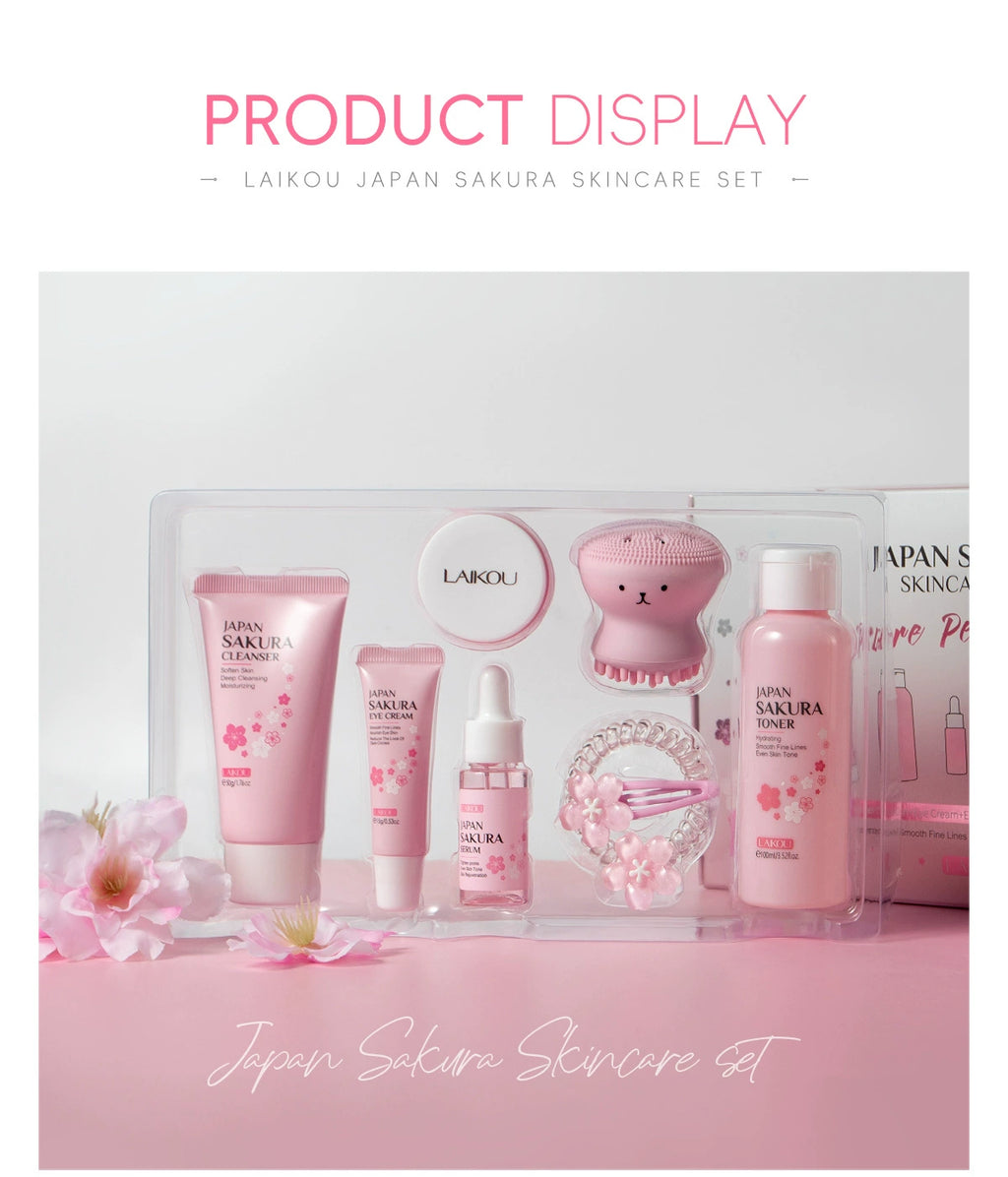 New Arrival Laikou Cherry Blossom 8-Piece Set Birthday Gift Facial Skin Care Gift Set Laikou Hydrating Moisturizing Genuine Article