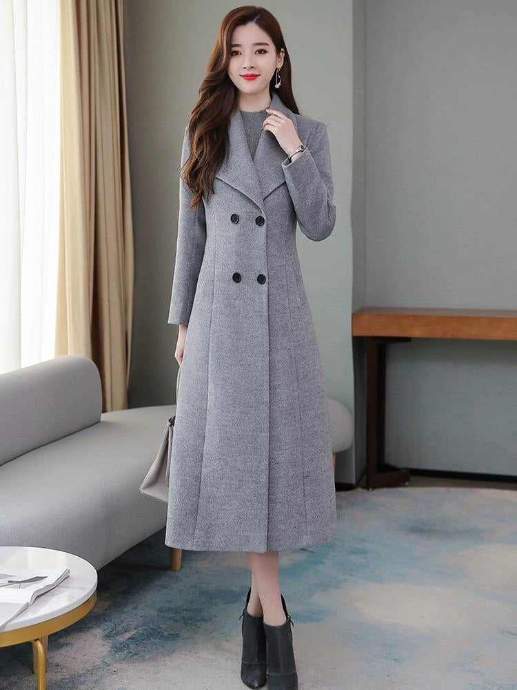 Autumn and Winter Woolen Coat Women's Thickened 2022 New Arrival Fashion High-End Temperament Cashmere Mid Length Long Length Plaids and Tweedst