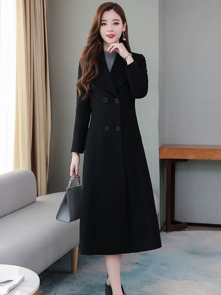 Autumn and Winter Woolen Coat Women's Thickened 2022 New Arrival Fashion High-End Temperament Cashmere Mid Length Long Length Plaids and Tweedst