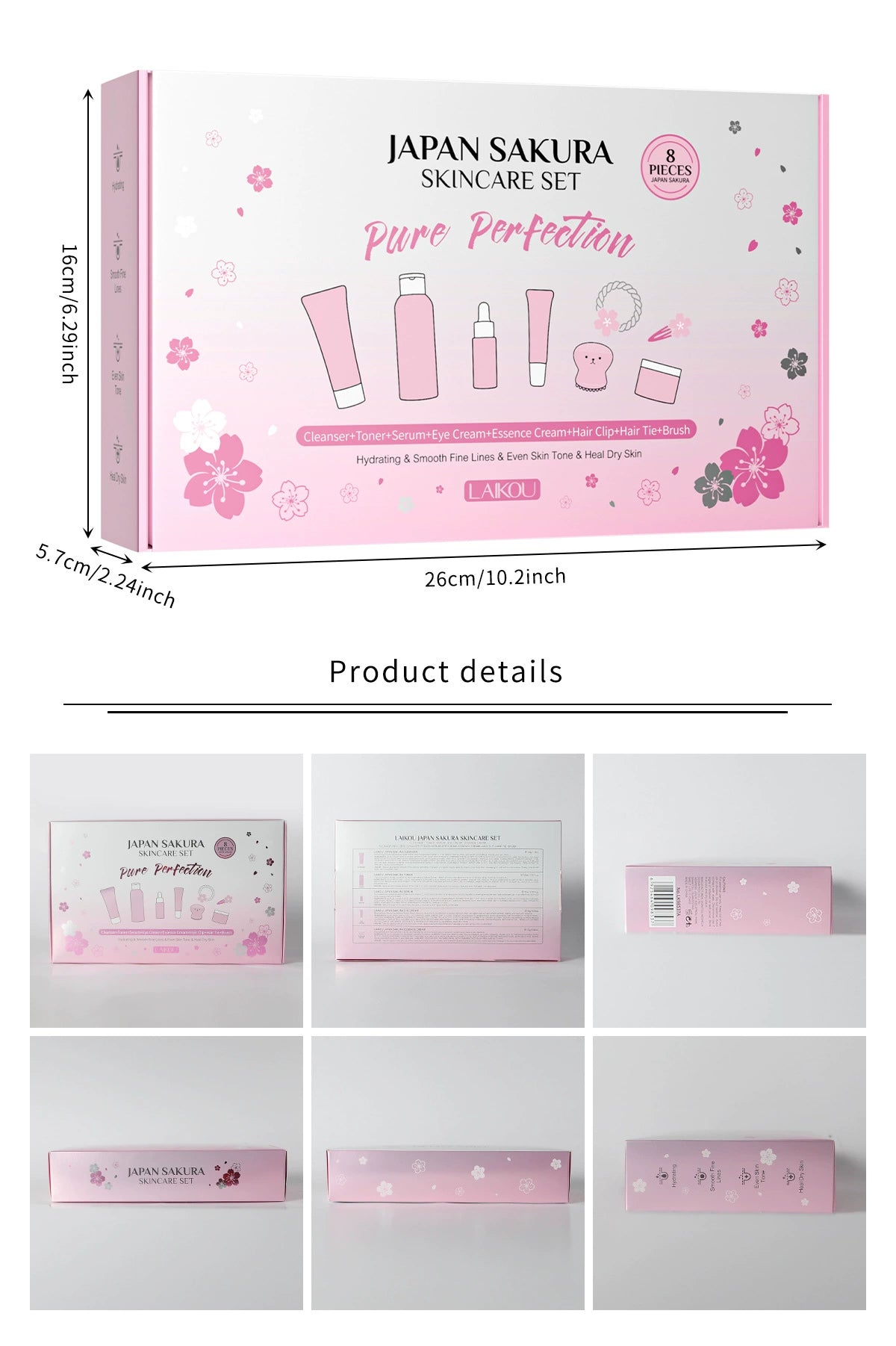 New Arrival Laikou Cherry Blossom 8-Piece Set Birthday Gift Facial Skin Care Gift Set Laikou Hydrating Moisturizing Genuine Article