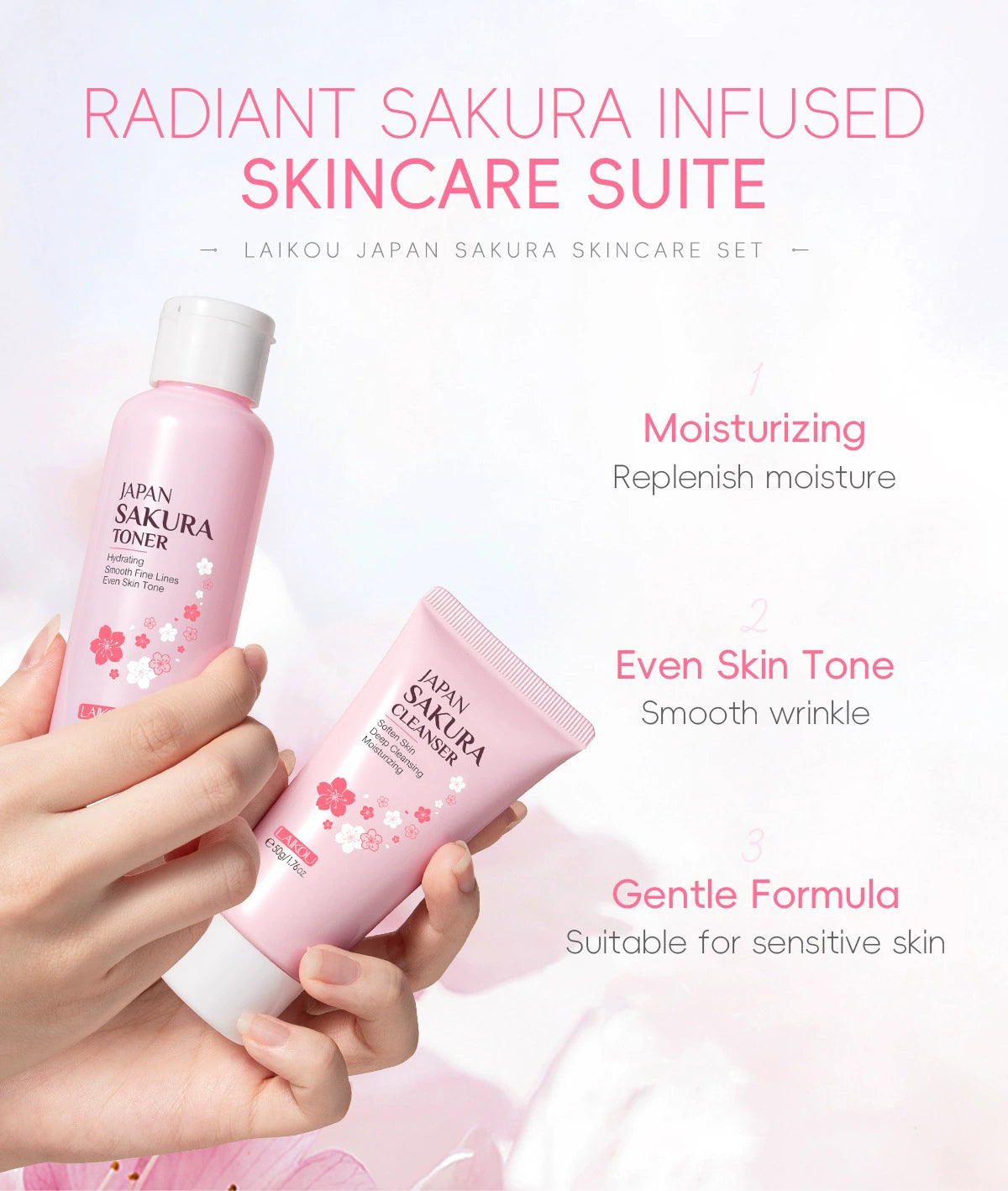 New Arrival Laikou Cherry Blossom 8-Piece Set Birthday Gift Facial Skin Care Gift Set Laikou Hydrating Moisturizing Genuine Article