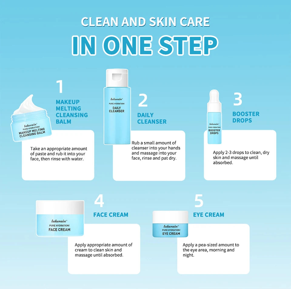 Skincare Mini Kit Cleanser Makeup Remover Moisturiser & Eye Cream For Hydrating Skin Airplane-Friendly Sizes Skincare Set