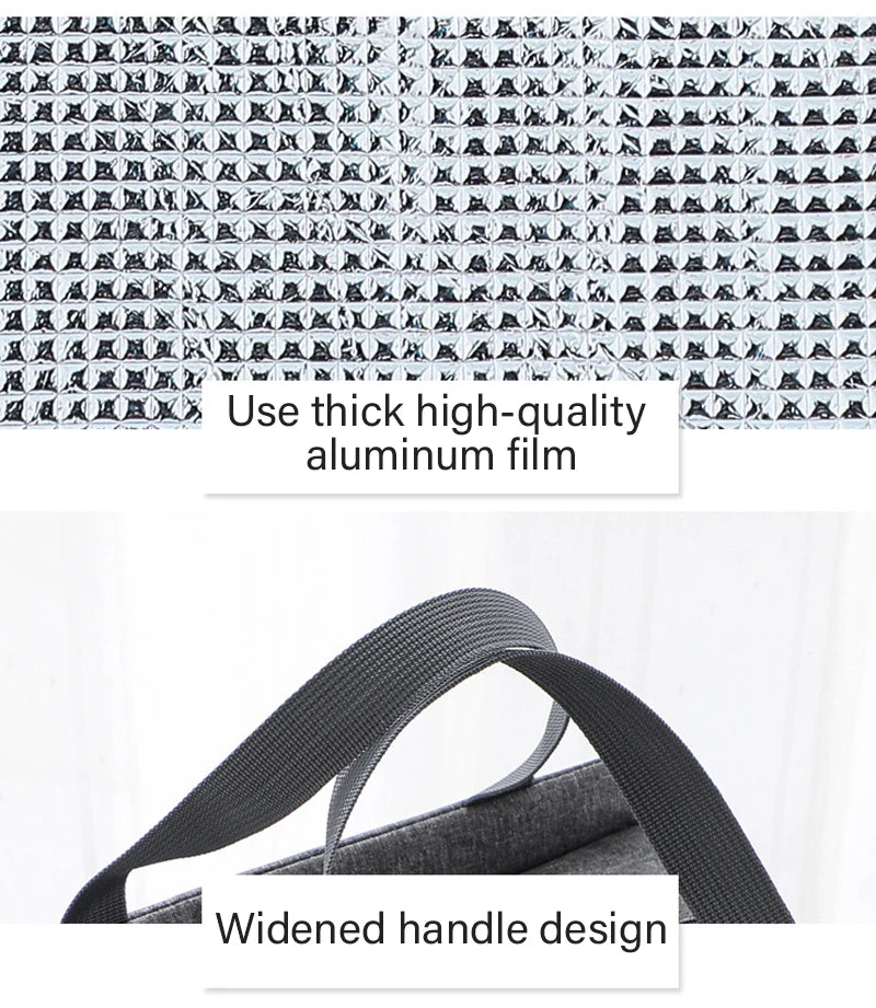 1PC Insulated Lunch Bag With 2 Side Pockets Large Capacity Thermal Lunch Box Bag To School Picnic Work Insulated Freezer Bag