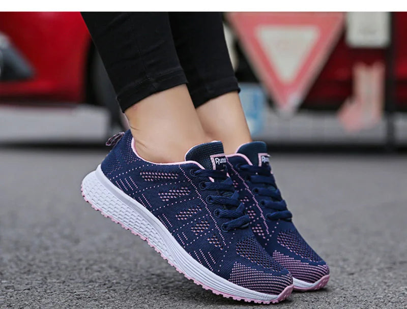 Women Casual Shoes Fashion Breathable Walking Mesh FlatShoesSneakers White Female Footwear