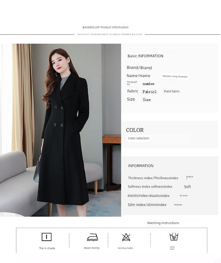 Autumn and Winter Woolen Coat Women's Thickened 2022 New Arrival Fashion High-End Temperament Cashmere Mid Length Long Length Plaids and Tweedst
