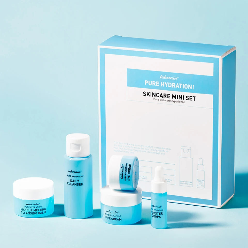 Skincare Mini Kit Cleanser Makeup Remover Moisturiser & Eye Cream For Hydrating Skin Airplane-Friendly Sizes Skincare Set