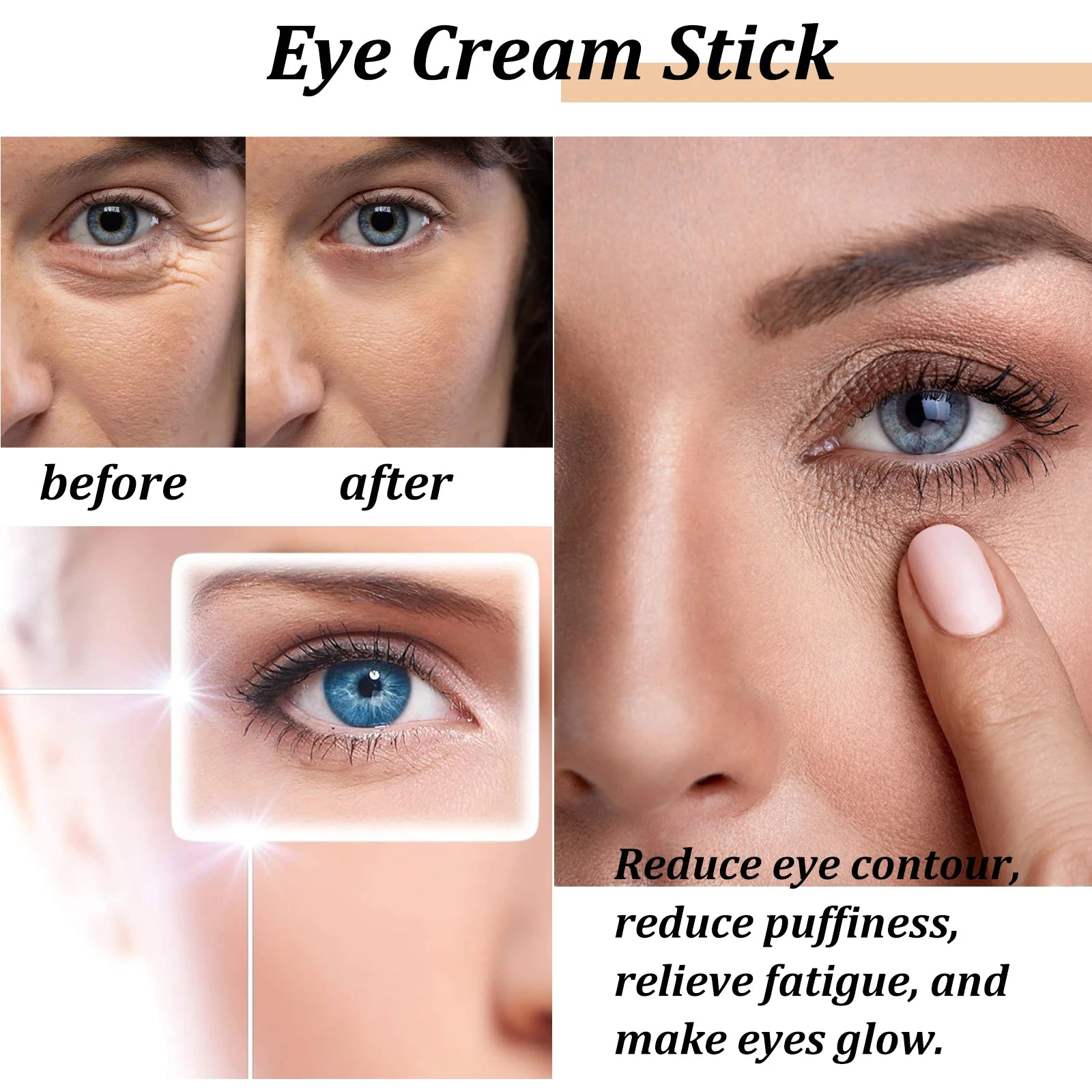 Snail Eye Cream Stick Collagen Fade Fine Lines Wrinkle Lightening Dark Circles Firming Eye Bags Puffiness Moisturizing Eye Cream