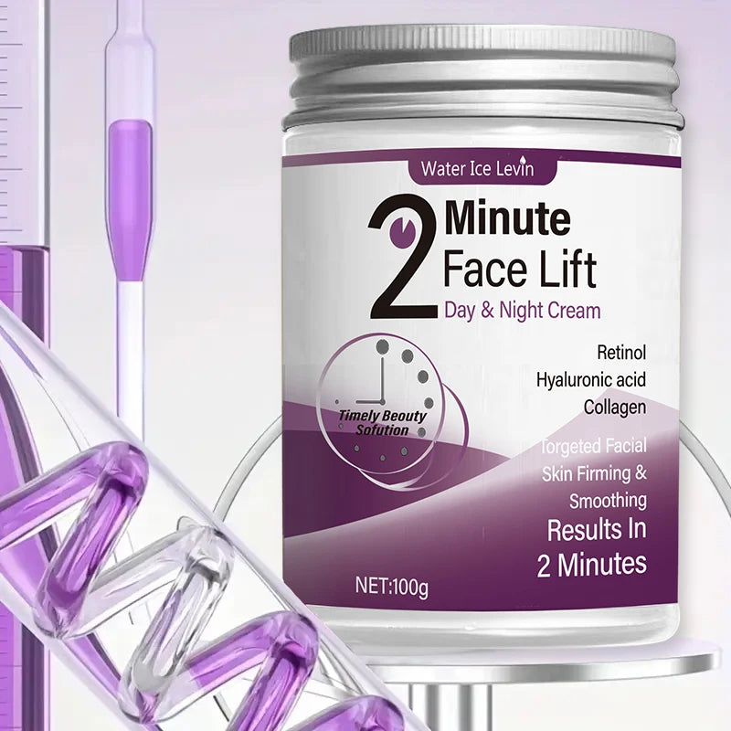 2 Minutes Facial Lifting Day and Night Cream Contains Retinol, Hyaluronic Acid and Collagen - Moisturizing Lotion Suitable for All Light Skin Tone, No Fragrance, Absorption of 2 Minutes