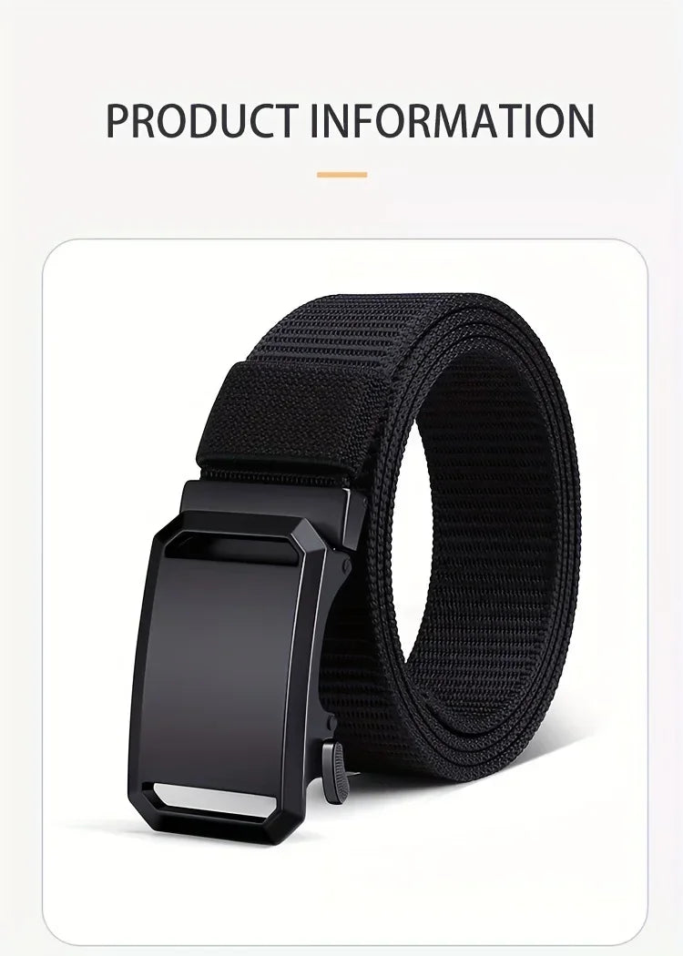 New Automatic Buckle Belt, Canvas Tactical Workwear Casual Outdoor Military Training Pants Belt For Men