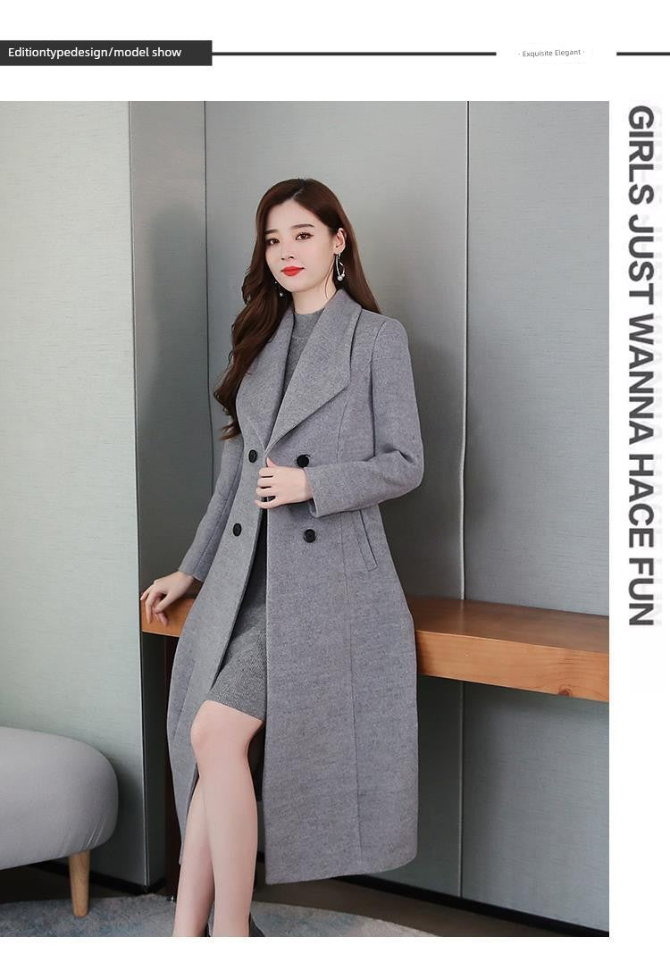 Autumn and Winter Woolen Coat Women's Thickened 2022 New Arrival Fashion High-End Temperament Cashmere Mid Length Long Length Plaids and Tweedst