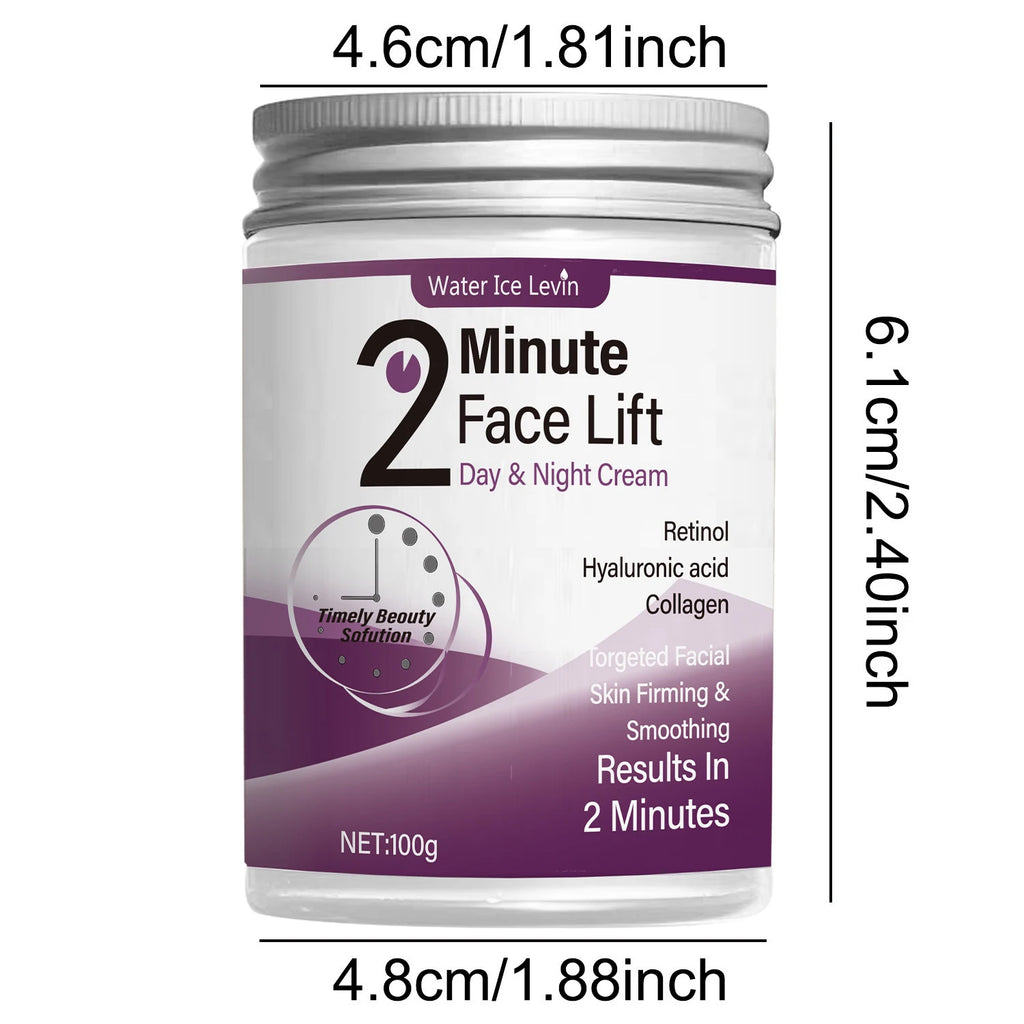 2 Minutes Facial Lifting Day and Night Cream Contains Retinol, Hyaluronic Acid and Collagen - Moisturizing Lotion Suitable for All Light Skin Tone, No Fragrance, Absorption of 2 Minutes