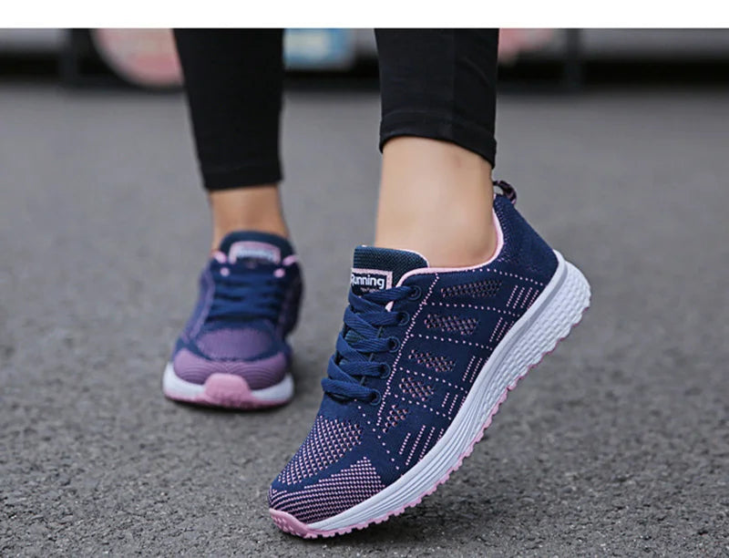 Women Casual Shoes Fashion Breathable Walking Mesh FlatShoesSneakers White Female Footwear