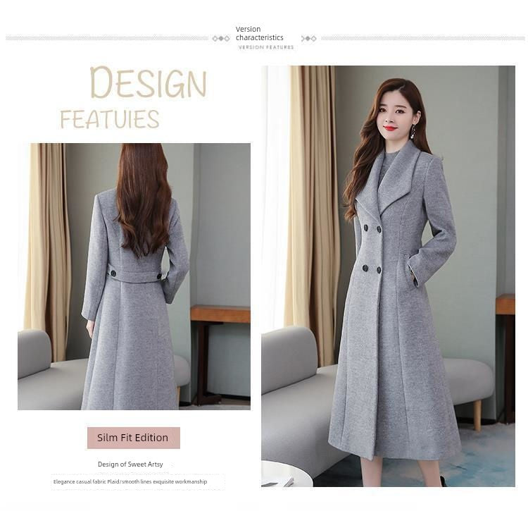 Autumn and Winter Woolen Coat Women's Thickened 2022 New Arrival Fashion High-End Temperament Cashmere Mid Length Long Length Plaids and Tweedst