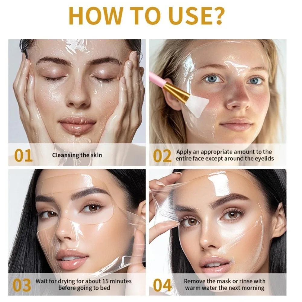 Moisturizing Wrapping Peel Off Facial Mask Smooth Face with Brush Firming Skin Mask Reduces Dullness Reduces Sagging