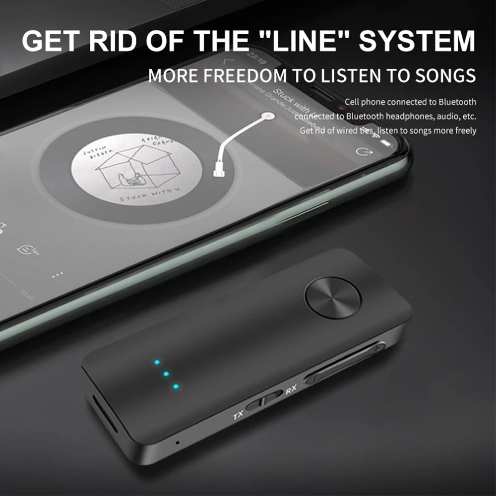 Bluetooth 5.3 Transmitter Receiver Adapter Wireless Audio For Car Music Headphone Speaker 3.5mm Jack AUX Wireless Audio Adapter