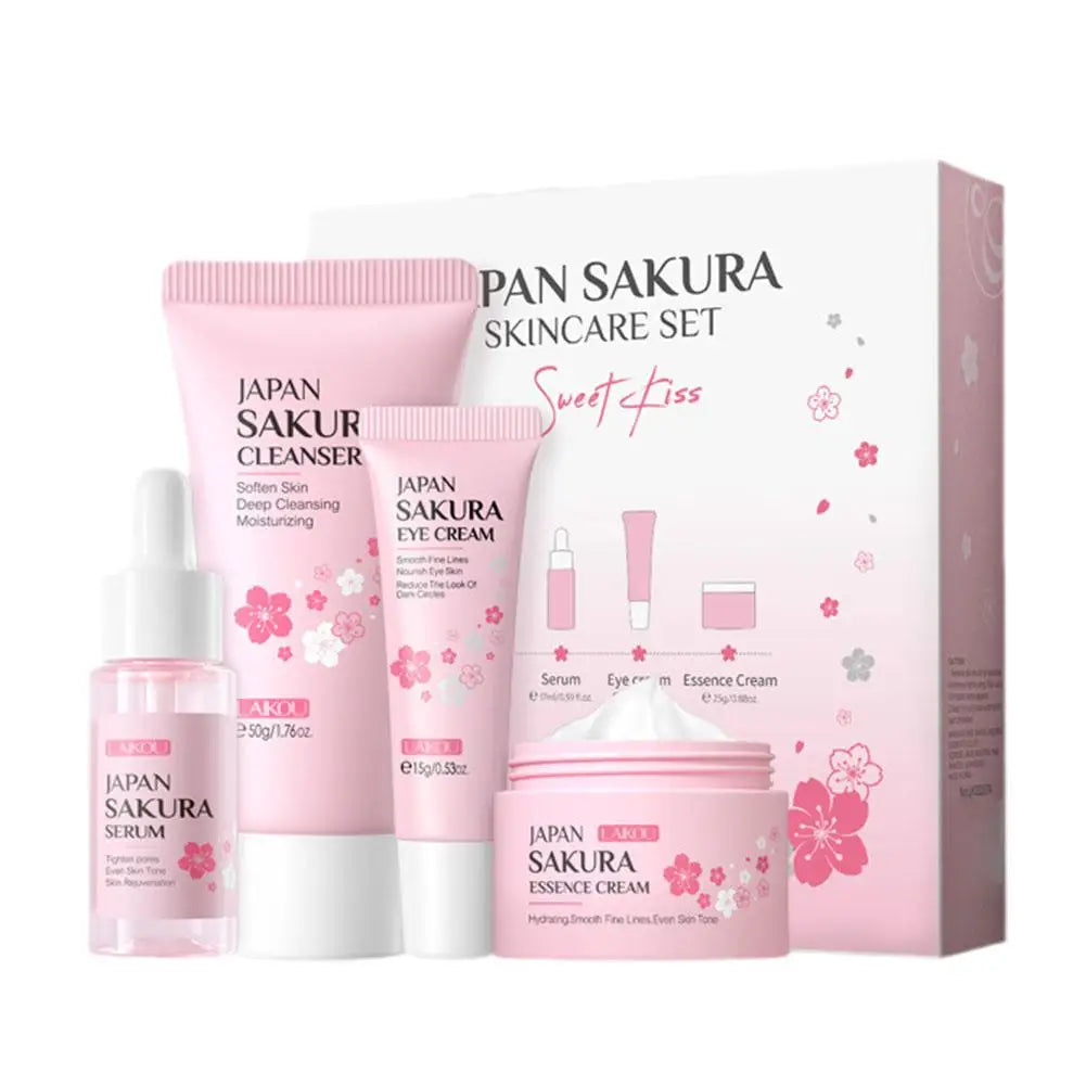 LAIKOU Sakura Skin Care Set Facial Cleanser Eye Creams Face Cream Serum Lotion Toner Moisturizing Face Care Kit