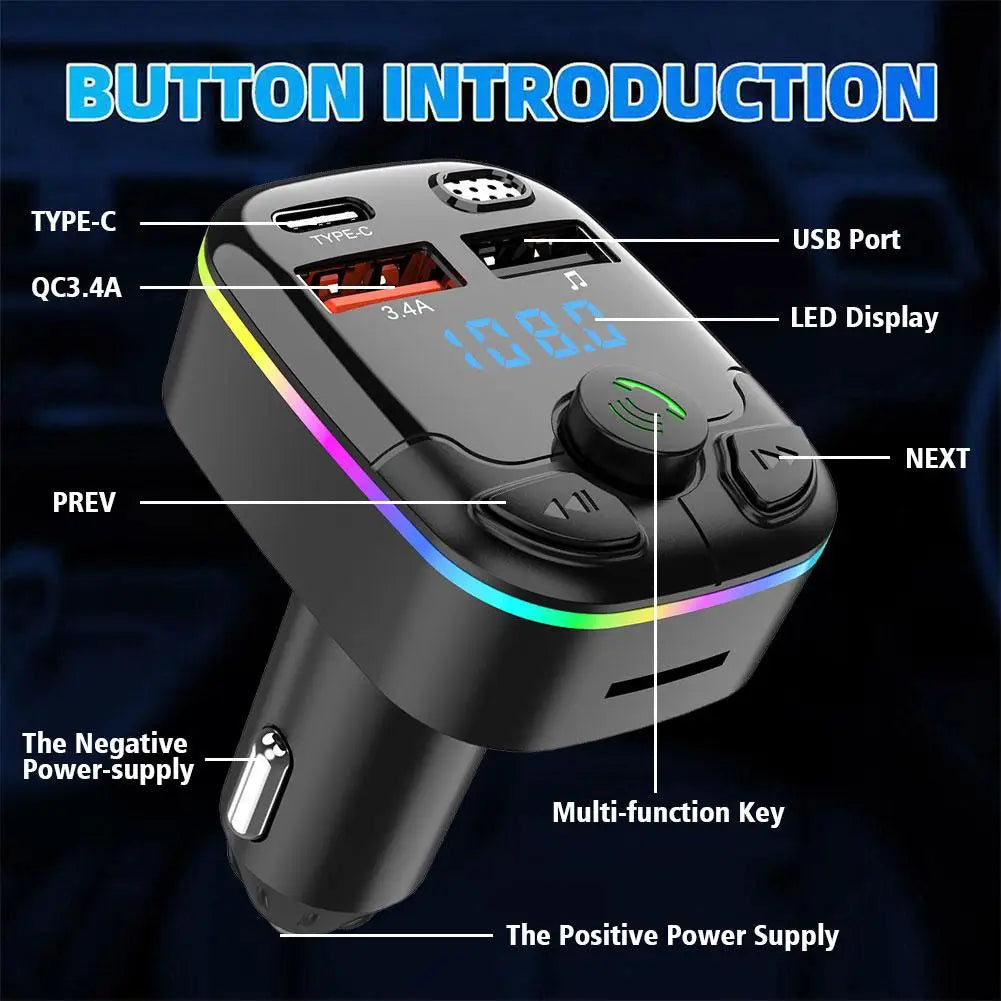 Car mp3 Handsfree Wireless Bluetooth Car Kit FM Transmitter TF Card LCD MP3 Player Dual USB 3.1A Car Charger Phone Charger