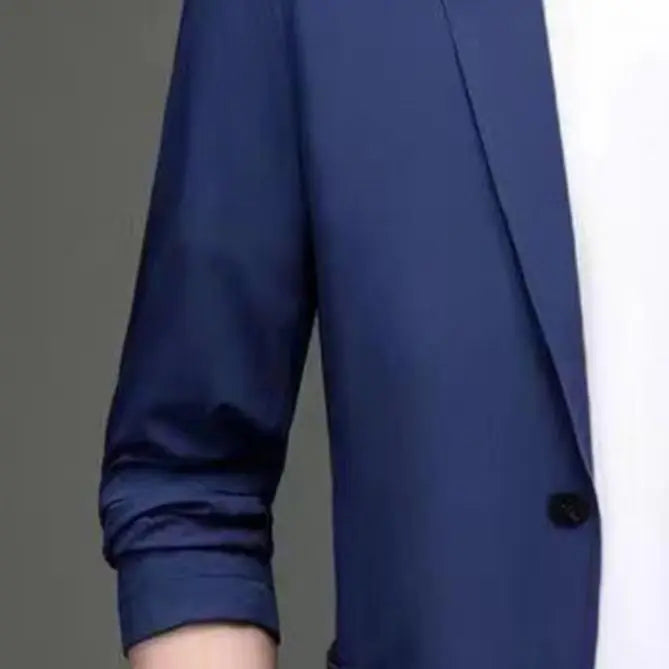 Men Thin Business Outerwear Lapel Long Sleeve Buttons Placket Suit Jacket with Pockets Solid Color Sun Protection Suit Coat