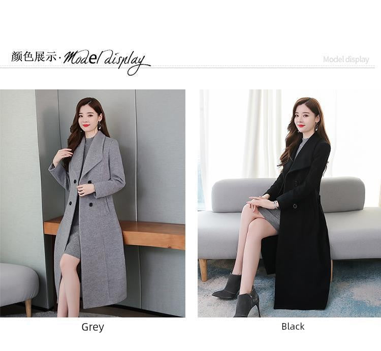 Autumn and Winter Woolen Coat Women's Thickened 2022 New Arrival Fashion High-End Temperament Cashmere Mid Length Long Length Plaids and Tweedst