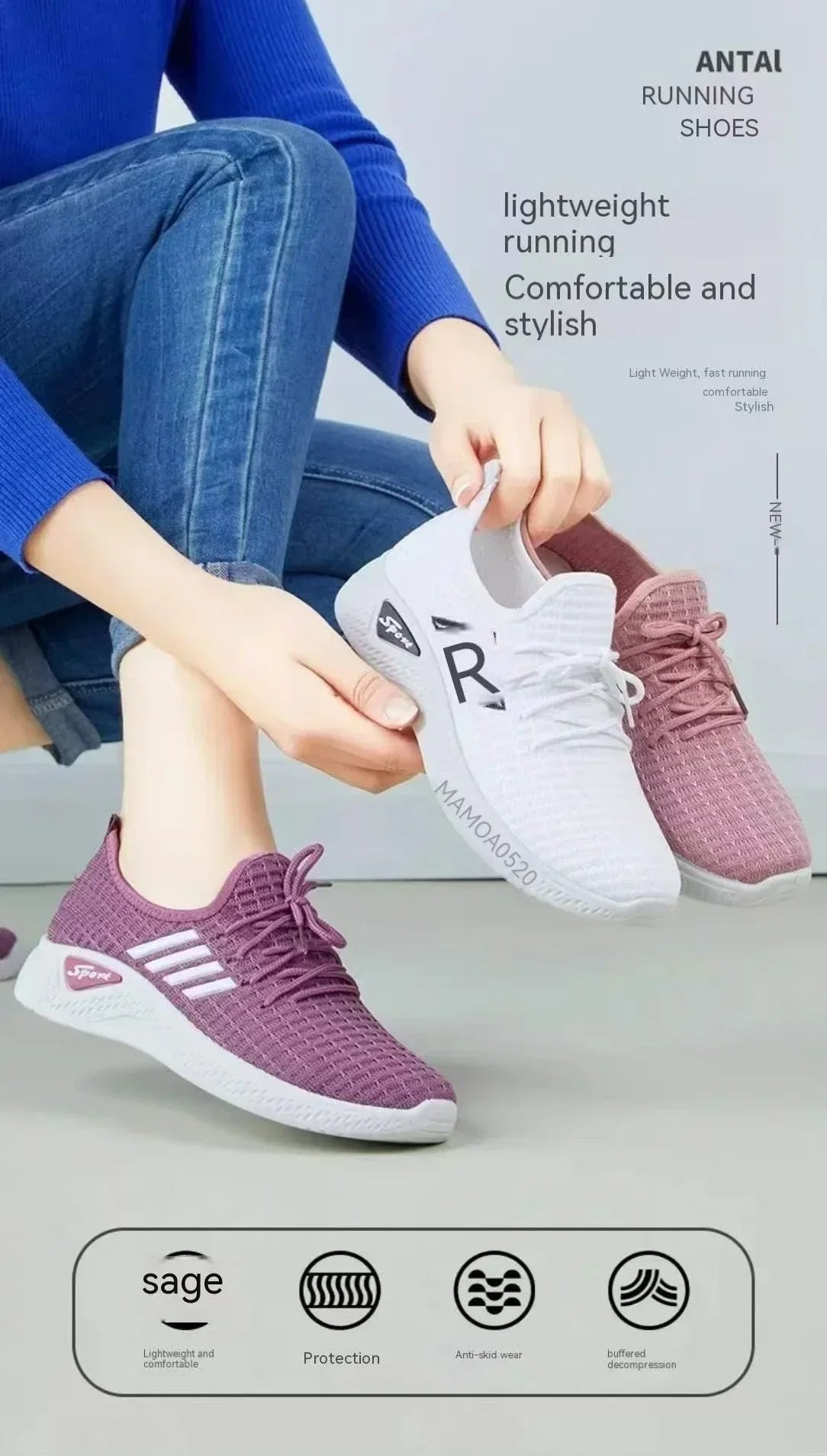 Women's Sports Shoes, Soft Sole Mesh Shoes, Comfort, Breathable, Fashion Lightweight Sneaker for Women