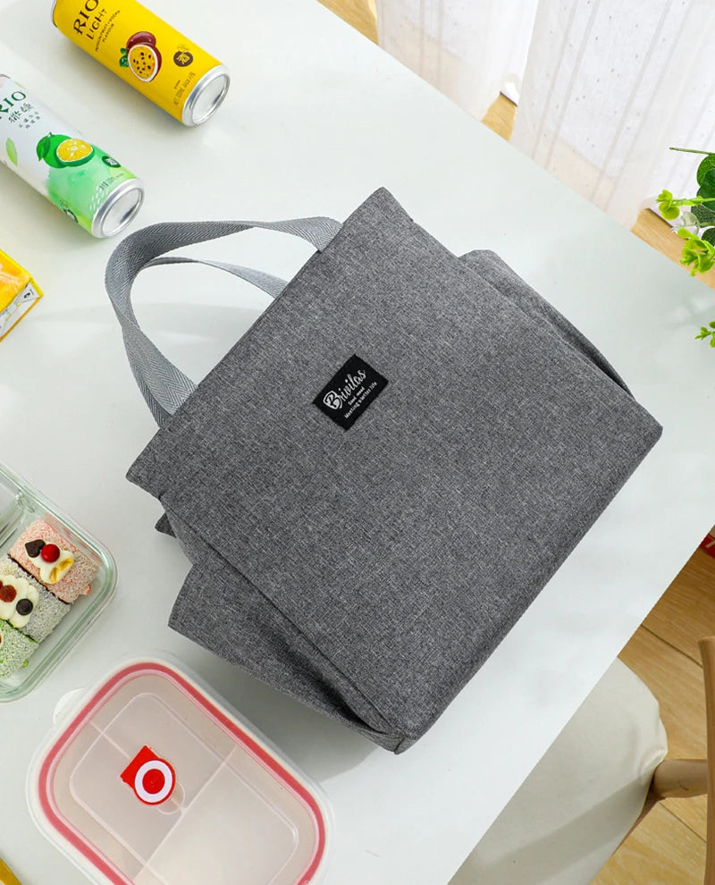1PC Insulated Lunch Bag With 2 Side Pockets Large Capacity Thermal Lunch Box Bag To School Picnic Work Insulated Freezer Bag