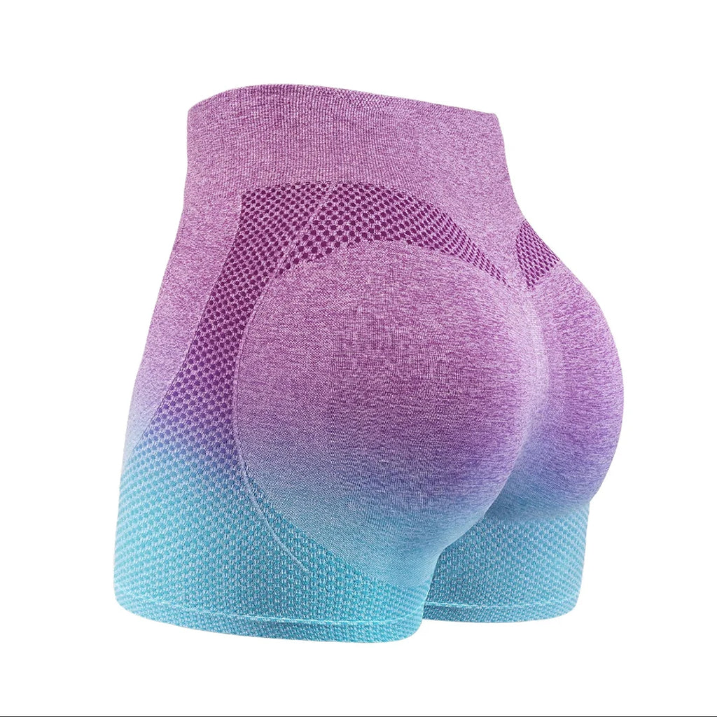 Women's Gradient Seamless Shorts, WOMEN'S Breathable and Sweat Resistant Peach Buttocks, Tight Fitting High Waisted Elastic Yoga