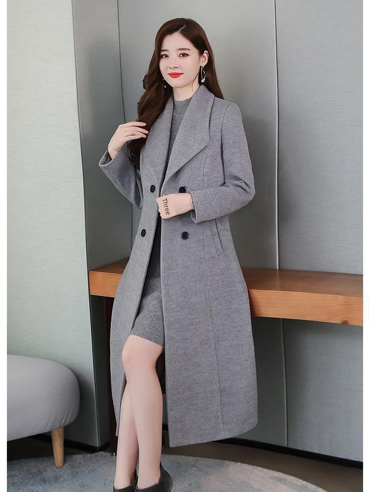 Autumn and Winter Woolen Coat Women's Thickened 2022 New Arrival Fashion High-End Temperament Cashmere Mid Length Long Length Plaids and Tweedst