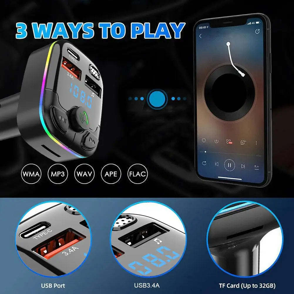 Car mp3 Handsfree Wireless Bluetooth Car Kit FM Transmitter TF Card LCD MP3 Player Dual USB 3.1A Car Charger Phone Charger