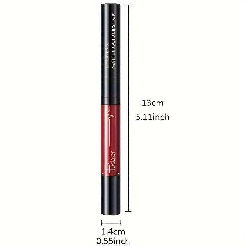 16-Color Double Ended Lip Gloss Stick - Smudge-Proof, Matte Velvet Texture, Long-Lasting, 2-in-1 Lip Liner and Lip Gloss Makeup - Perfect for Everyday Use