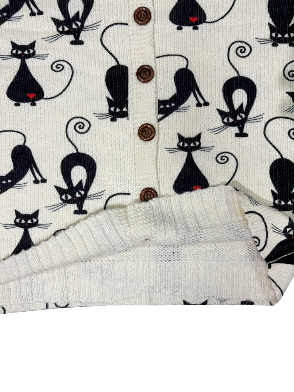 Women's Casual Cardigan Sweater - Black Cat & Red Gem Accents, Machine Washable Open Front Sweater for Everyday or Formal Outfits, Spring/Fall Layering Piece - Nina Women's Sweater, Spring Fall Apparel, Textured Knitwear