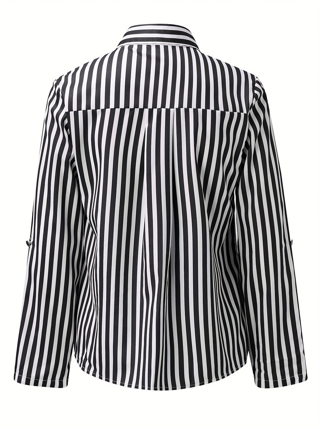 Women's Elegant Striped Shirt with Lapel Collar - Versatile Business Casual, Easy-Care, for Spring/Fall
