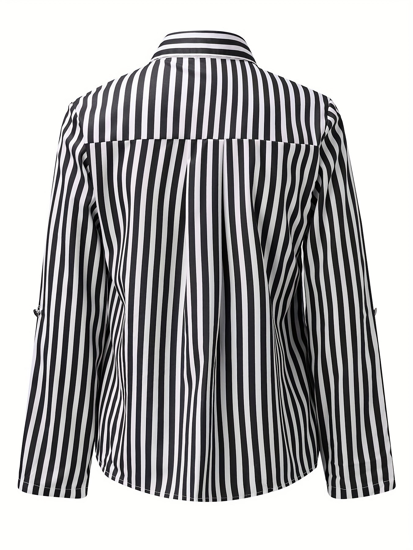 Women's Elegant Striped Shirt with Lapel Collar - Versatile Business Casual, Easy-Care, for Spring/Fall